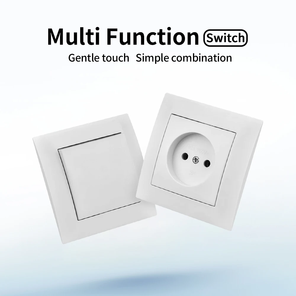 الأبيض الجدار الروك التبديل تشغيل/إيقاف الاتحاد الأوروبي القياسية الكلاسيكية التيار المتناوب زر مفتاح الإضاءة 1 عصابة 1 طريقة رذاذ لوحة بلاستيكية طريقة مثبطات اللهب #2