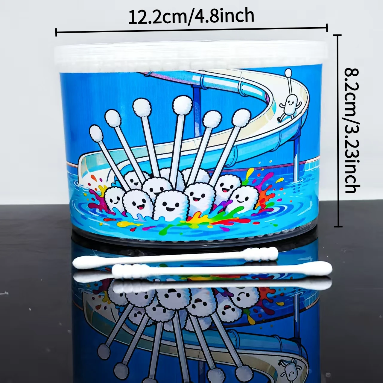 500 Stück Wattestäbchen mit Wasserrutschenelement, kreative Wattestäbchen, doppelköpfige Detailreinigungs-Wattestäbchen, doppelköpfige Wattestäbchen für Erwachsene