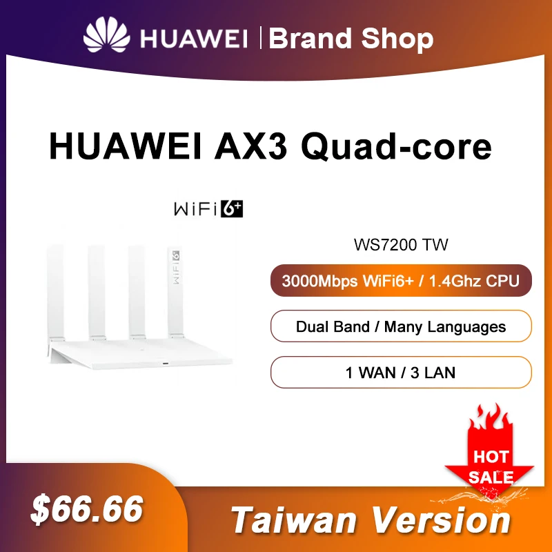 

Taiwan Version Original Huawei AX3 Wifi-router Quad-core WiFi6 Plus 3000Mbps Mesh Wifi Extender Repeater 4 High Gain Antenna