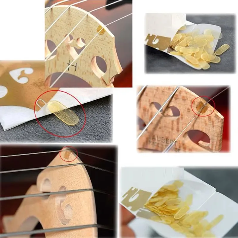 5pcs Volin Viola Cello Bridge Protective Pad Sheepskin Material for E1 A 1 Strings