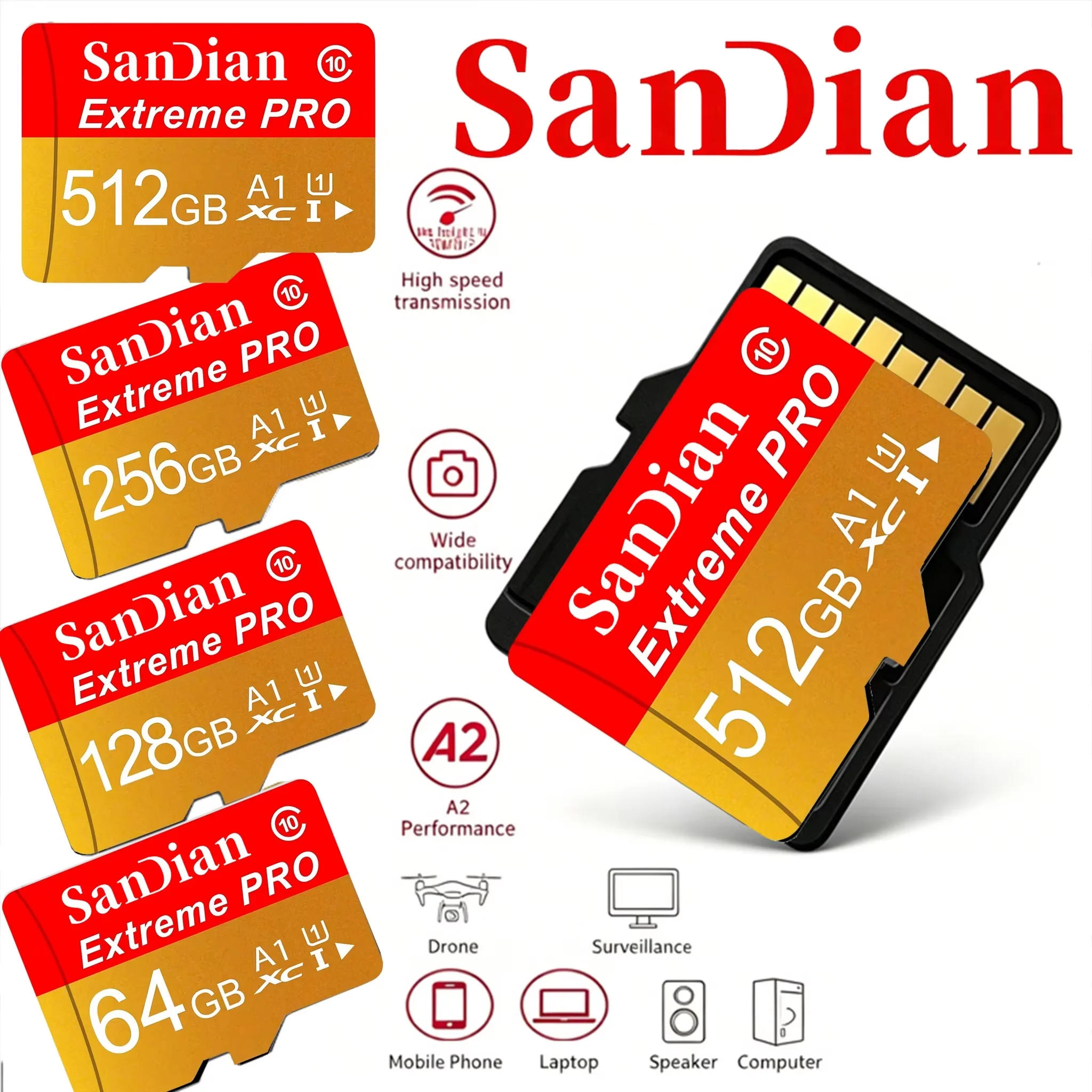 Original 1TB Micro SD Card Class 10 Memory Card 64GB 128GB 512GB Fast Transfer Storage TF Cards for Xiaomi Sony Camera Phone