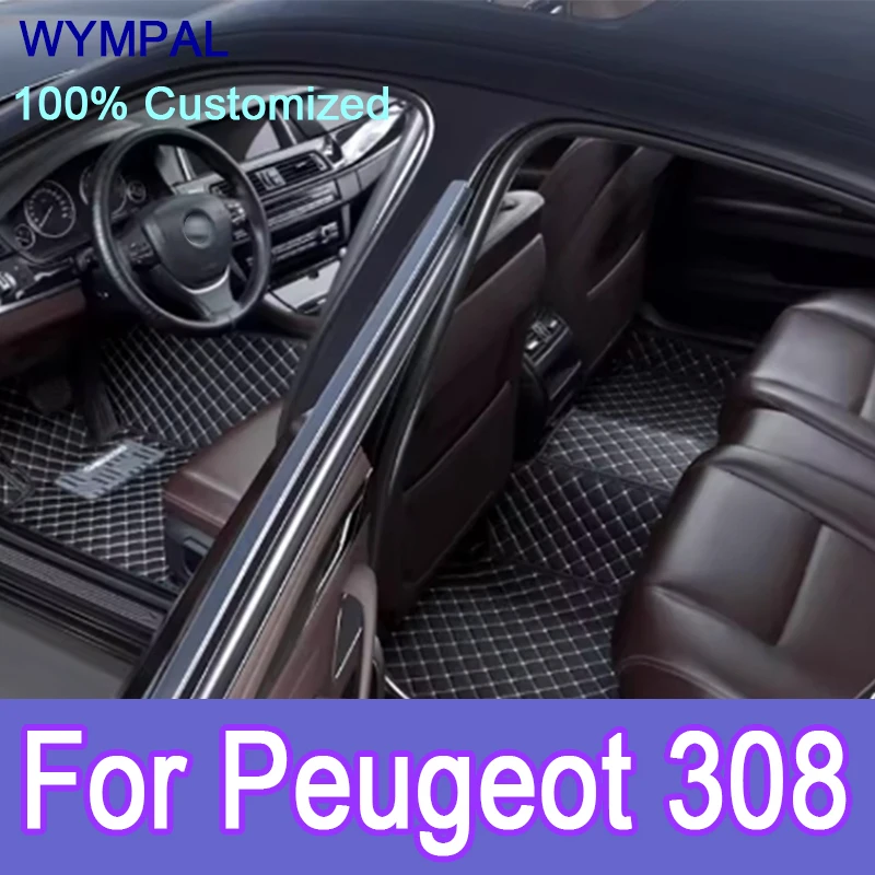 

Роскошные автомобильные коврики на заказ для Peugeot 308 2012 2013 2014 2015 2016, авто роскошные кожаные мужские и женские автомобильные коврики, полный коврик