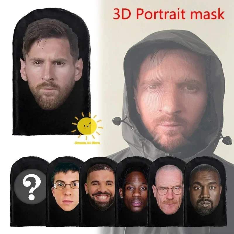 ใหม่ 3D พิมพ์หน้ากาก Kanye Drake ตาข่าย Full Face Mask สําหรับ Unisex คอสเพลย์ Headwear ปาร์ตี้จําลอง Balaclava หมวกหมวก