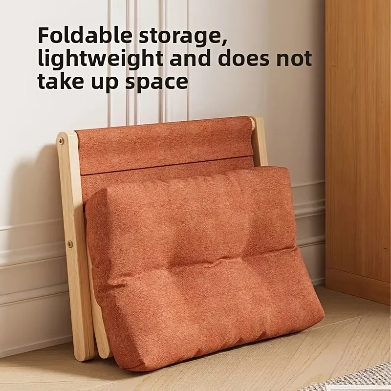 قطعة واحدة من مسند القدمين للأريكة القابل للطي على شكل X - مقعد منخفض من الخشب الصلب مع مساند للذراعين مفصلية، تصميم مستطيل لغرفة المعيشة