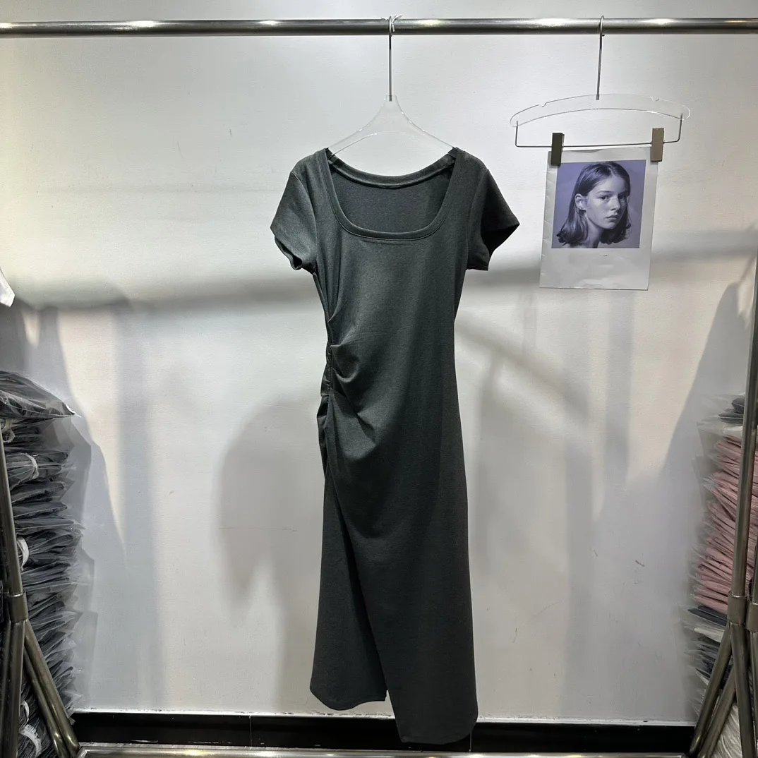 

Women's T-shirt dress with collarbone and neckline