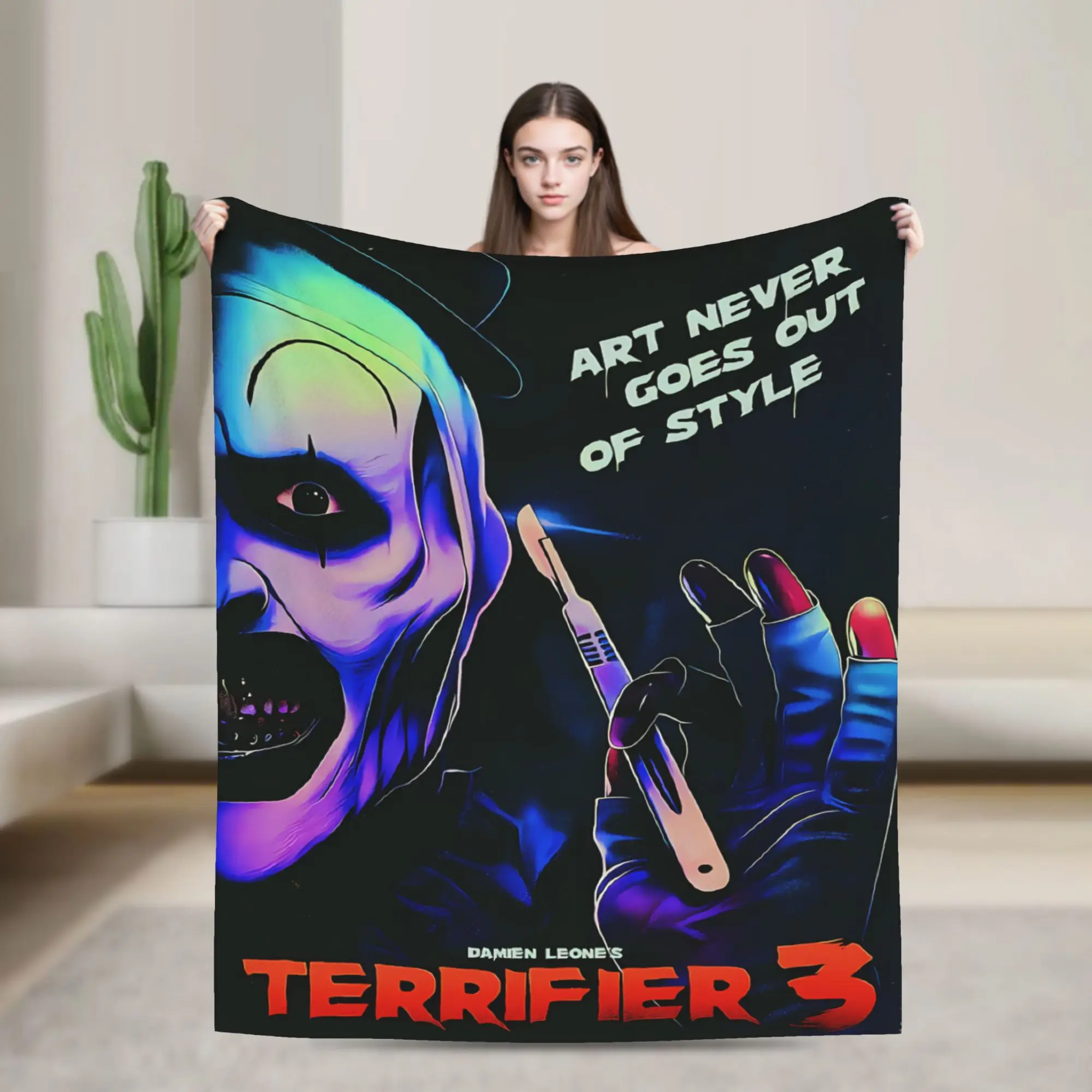Terrifier Movie Blanket  Super Warm Novelty Plush Bedding Throws For Girls Boys Bedroom Flannel Bedspread Bed Cover