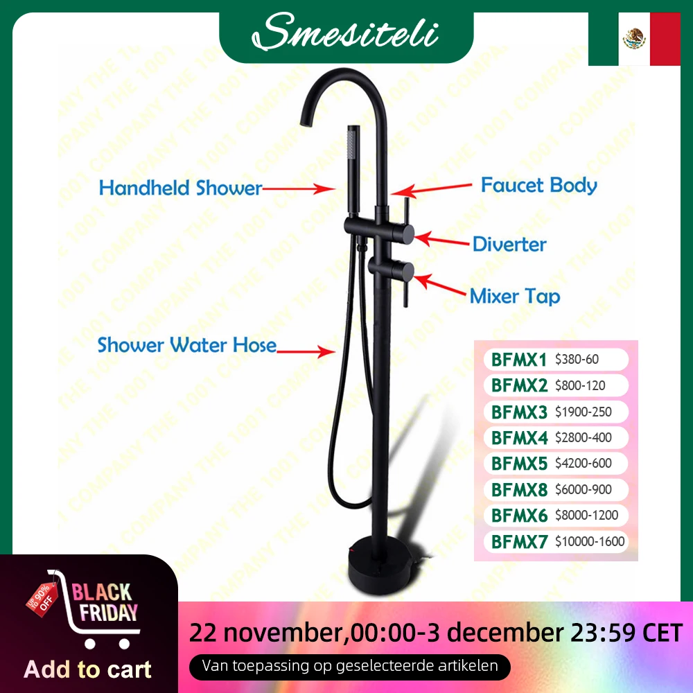 Freestanding Bathtub Faucet Bathroom Tub Shower Diverter Floor Mounted Mixer Tap Brass Rose Gold for Bath Spout With Handshower