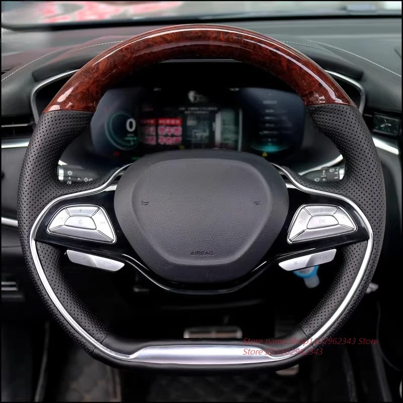 Hand-Stitched Non-slip Durable Suede Nappa Leather Steering Wheel Cover Wrap For Roewe Marvel X Car Interior Accessories