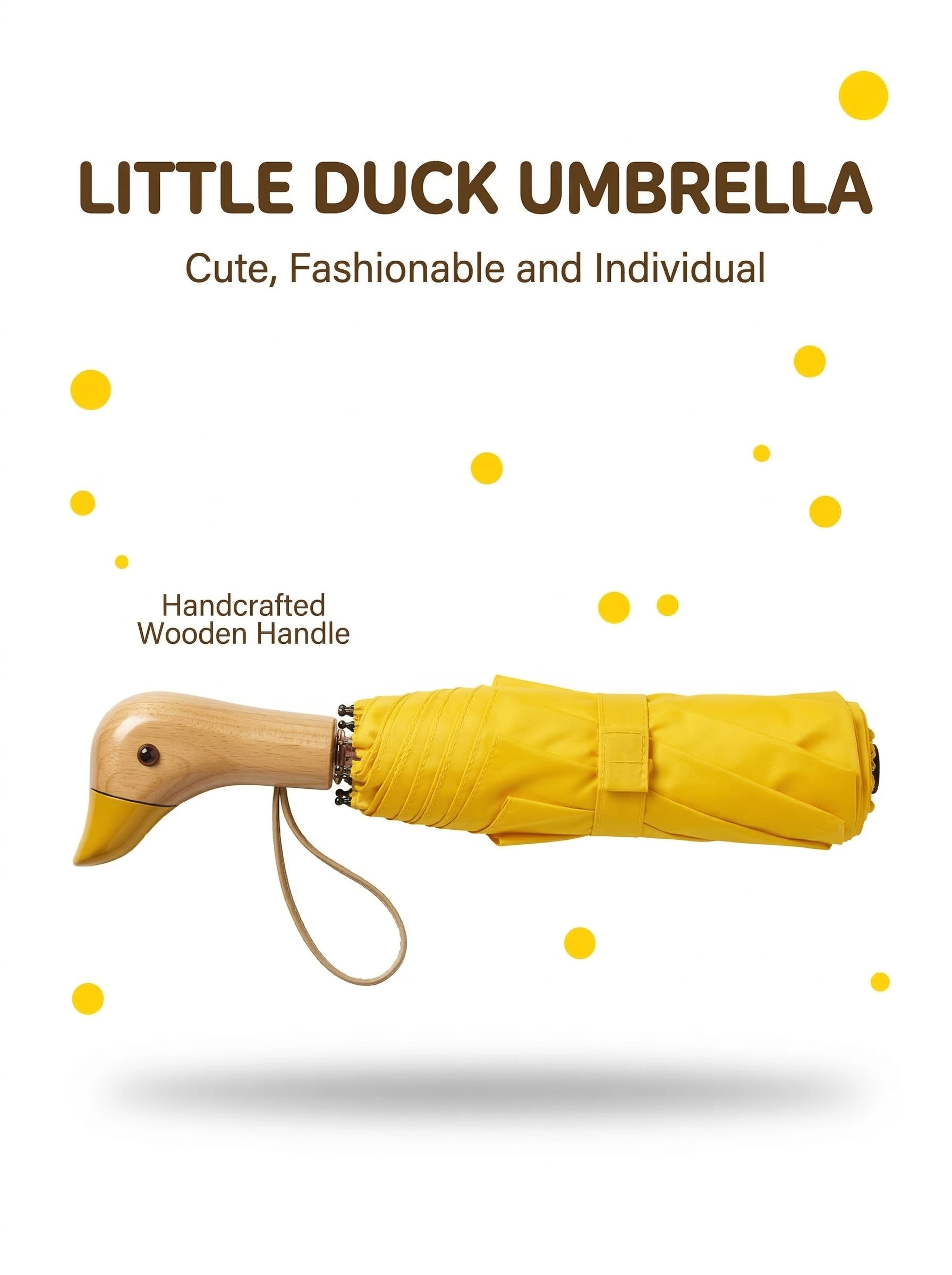 Niedlicher Entenschnabel-Regenschirm für Mädchen mit Holzgriff in Gelb & Rosa Praktisches Geburtstags- & Festgeschenk Schüler-Regenschirm