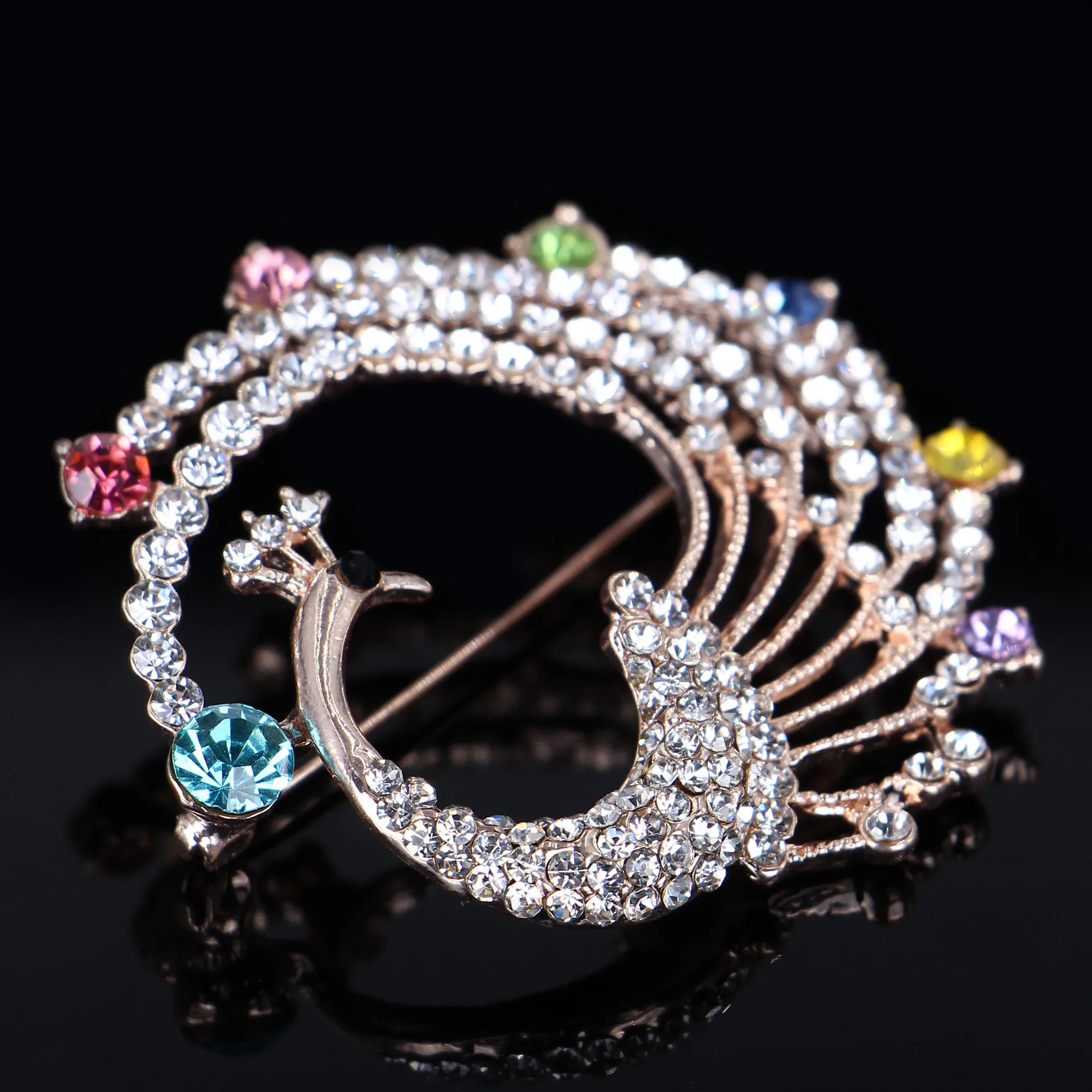 New Work Uniform Ladies Brooch Rhinestone Embellishment Decorative Clothing Wearing Jewelry Alloy Exquisite Peacock Shape Brooch