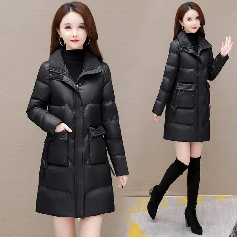 Women's Down  Loose Slim Midlength  Lapel High-end Fashion Middle-aged Mother Winter White Duck Down Warm Coat Female Tide