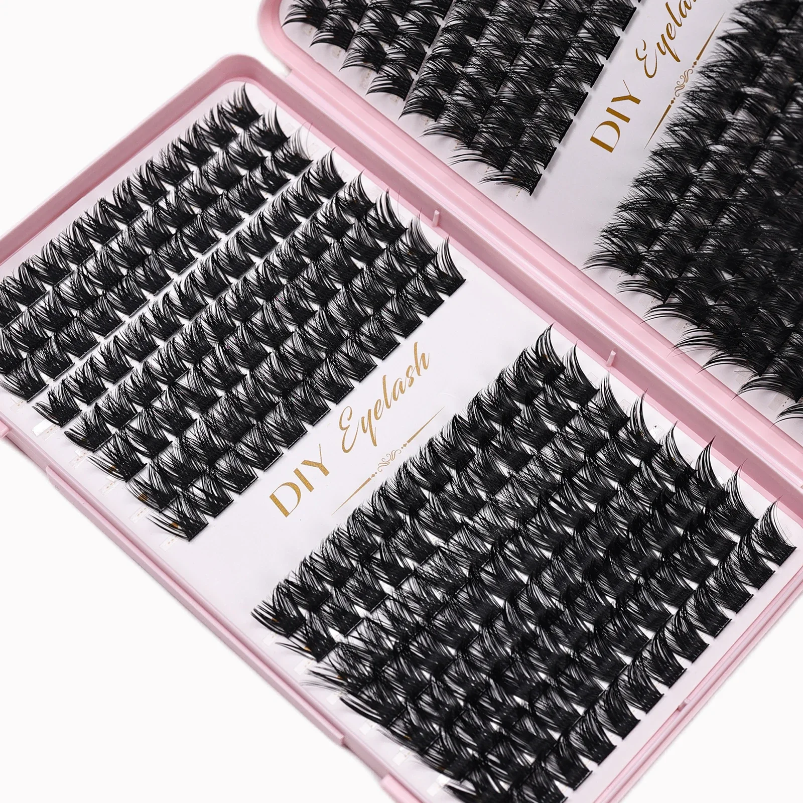 Individual Lashes 10-14mm 384pcs Cluster Lashes Natural Look Mixed Tray DIY Eyelash Extension Volume Clusters Eyelashes