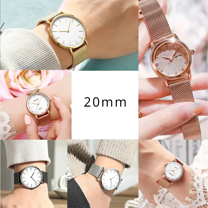 Huawei Watch用ミラネーゼストラップ,スチールブレスレット,Samsung Galaxy Watch 4, 5, 6, Huawei gt2,gt3,42mm, Honor magic2,42mm用