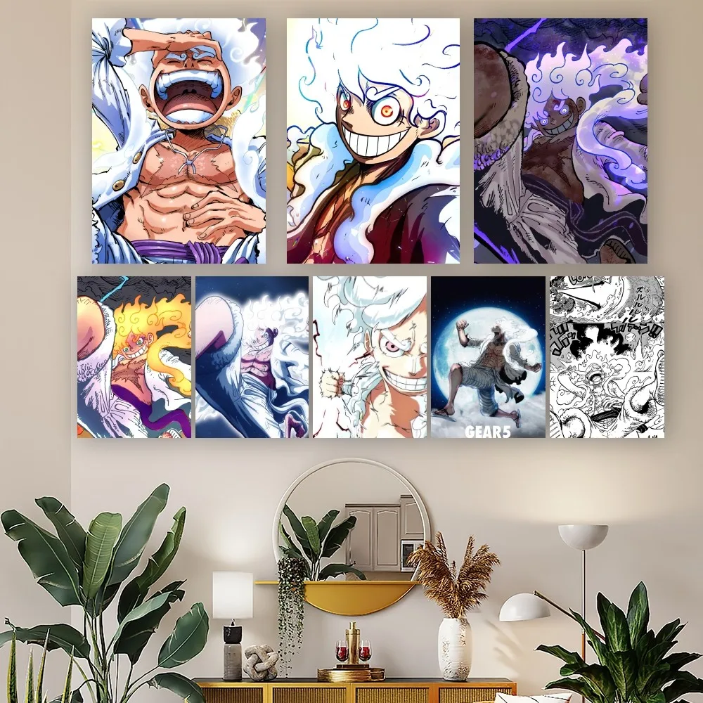 Ein l-luffys p-Stücke nika gear5 anime Poster druckt Wandt attoos Aufkleber Bilder Wohnzimmer