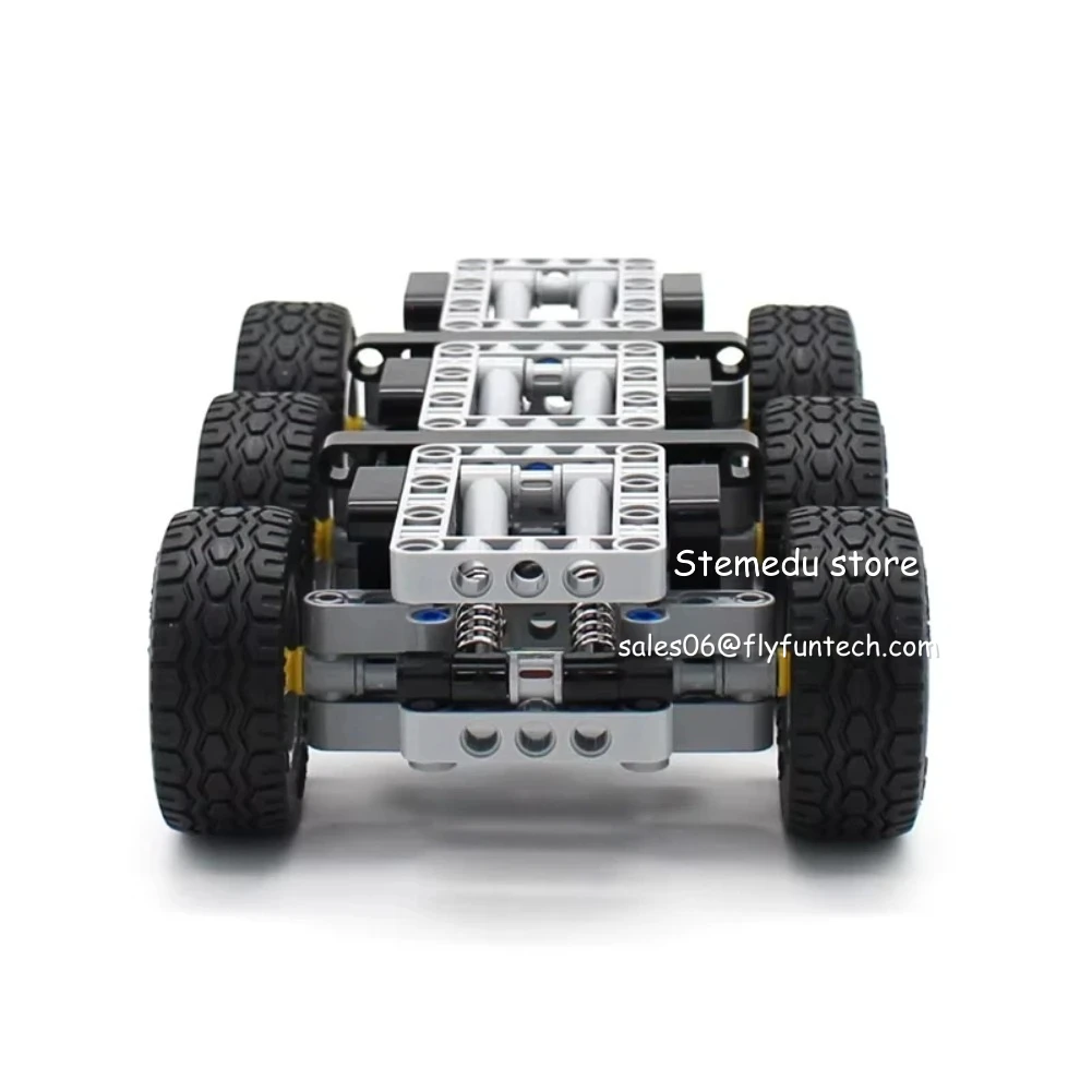 MOC Set di ruote per auto ad alta tecnologia 119 pezzi Building Block Parti tecniche per braccio di sollevamento con perno compatibile con giocattoli in mattoni per rimorchio a 3 assi
