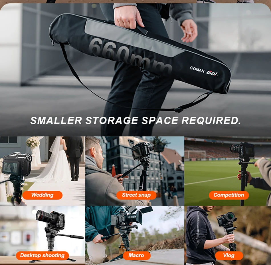 COMAN M1S Carbonfaser-Einbeinstativ Leichtgewichtige Schnellwechselplatte DSLR-Kamera Reisestativ Ein-Klick-Hebesystem – Detail 7
