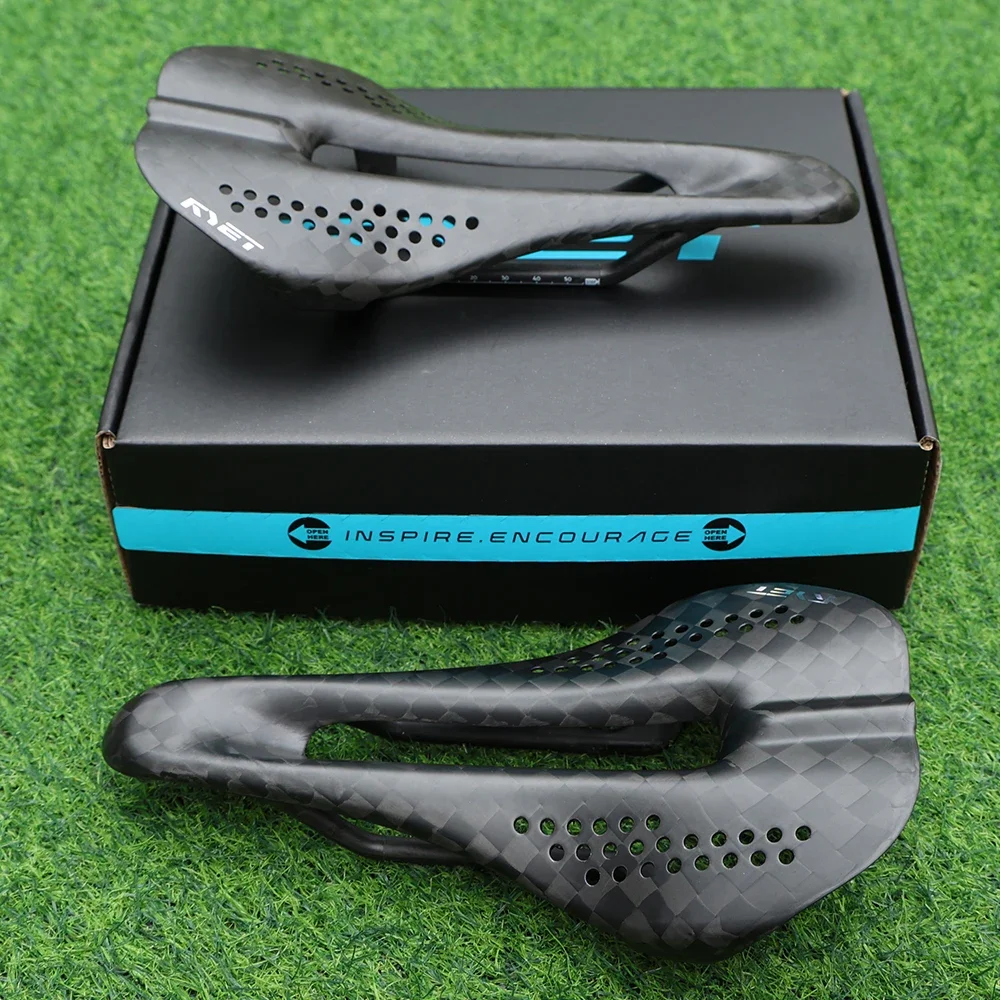 RYET S09 12K Full Carbon Monocoque Saddle 59g Ultralight 230x125mm 7x7mm Round Rails Dual-Channel Road MTB Gravel Racing Seat