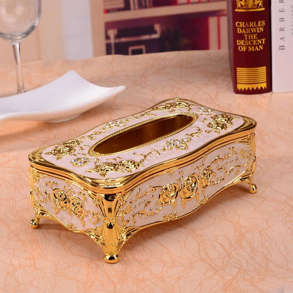 

Creative Acrylic Desktop Tissue Box Golden Plastic Home Office Bedroom Living Room Decorative Holder Safe Use Fashion