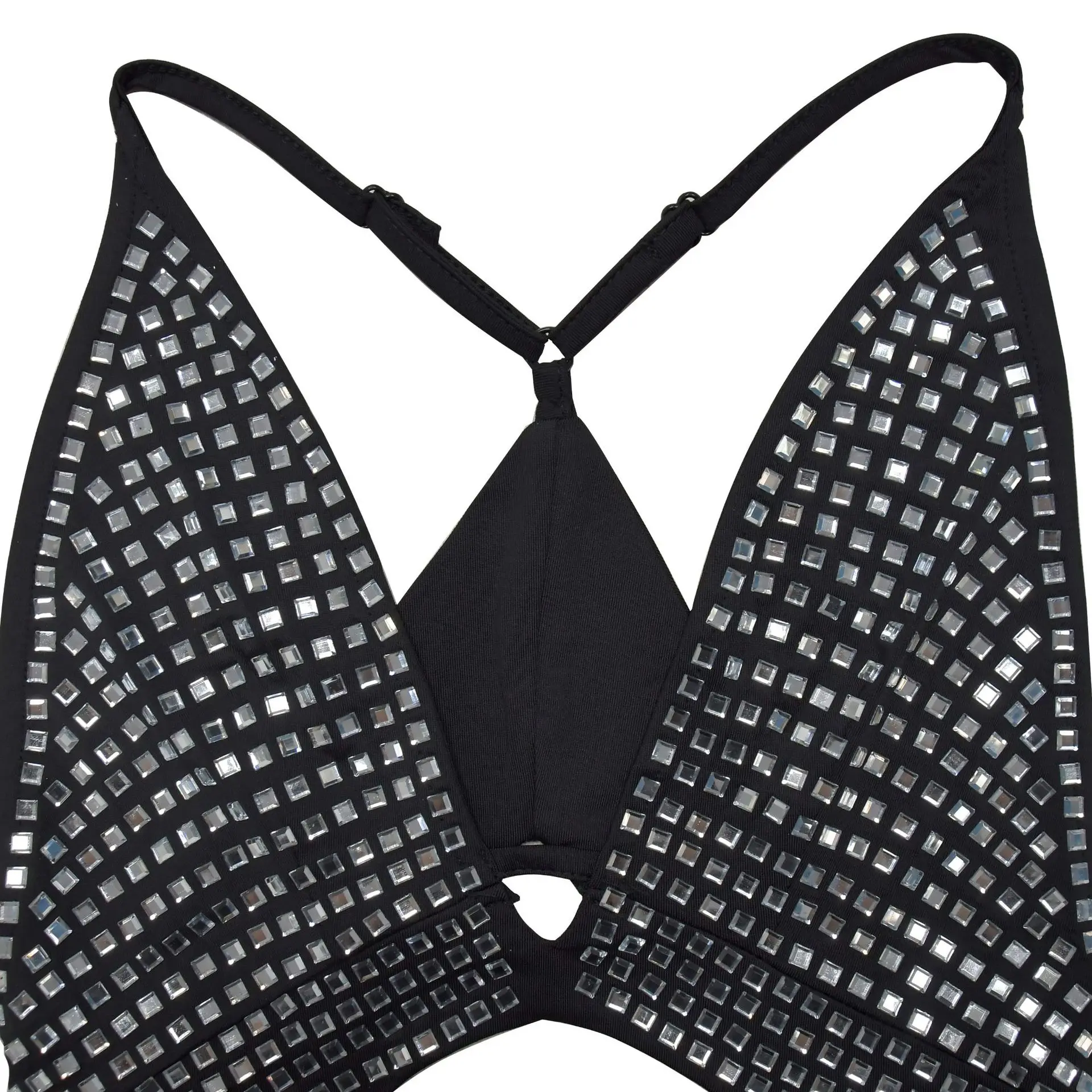 C6963 Sexy Dress Women Sequins Patchwork Vogue Cleavage Chest Wrap Backless Midnight Banquet Party Hipster Classic Long Bodycon