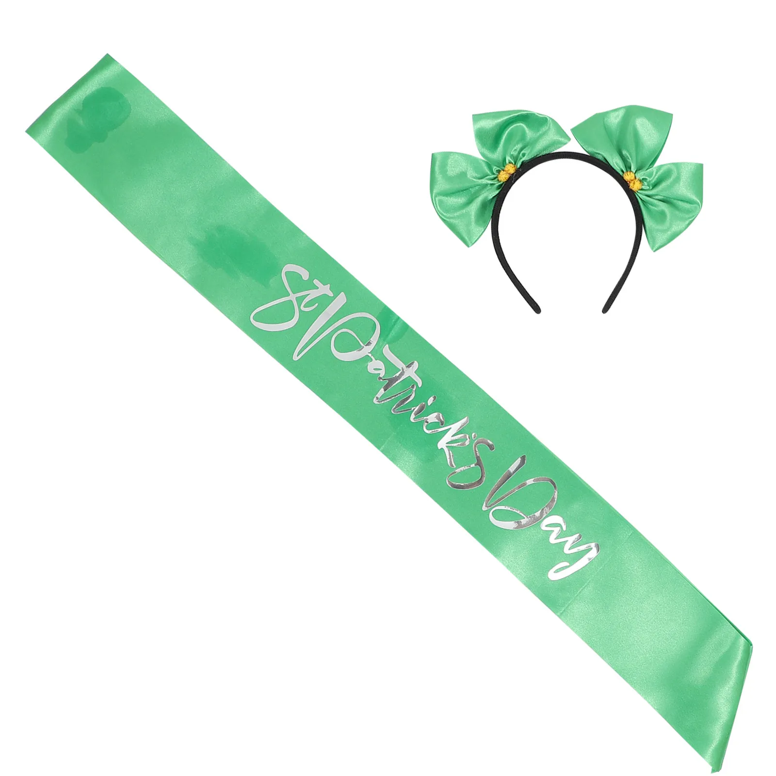 

1Set St Patrick Day Hair Hoop Etiquette Belt Festive Green Hair Accessory Party Decoration Headband for Women Holiday