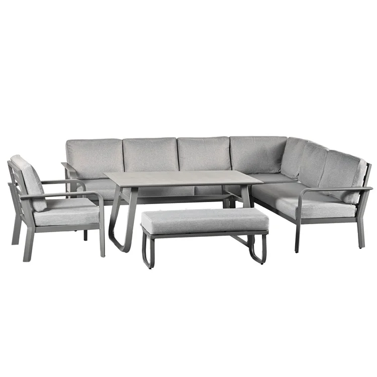 

New Arrival Modern L-Shaped Aluminum Outdoor Sofa Set for Hotels Living Rooms Parks Courtyards Warehouses and Halls
