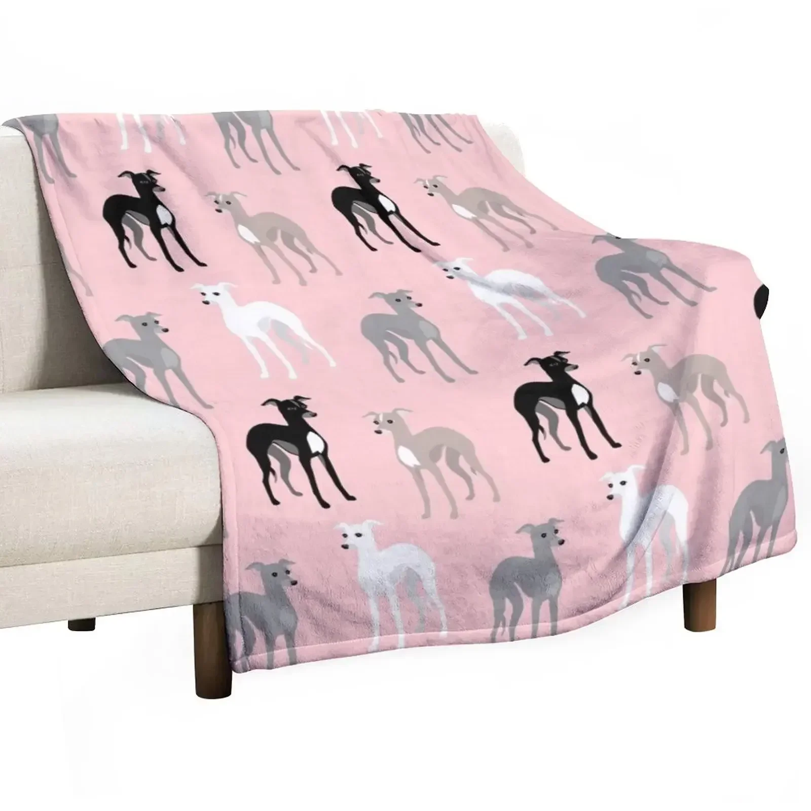 Italian Greyhounds or Whippets Pink Pattern Throw Blanket Giant Sofa For Sofa Thin Decorative Sofa Blankets For Bed Blankets