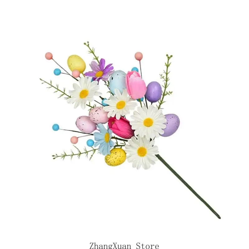 Ostereier, künstliche Blumensträuße, dekoratives Blumenarrangement aus Kunststoff für den Tisch, Kaminsims, Urlaub – Detail 7