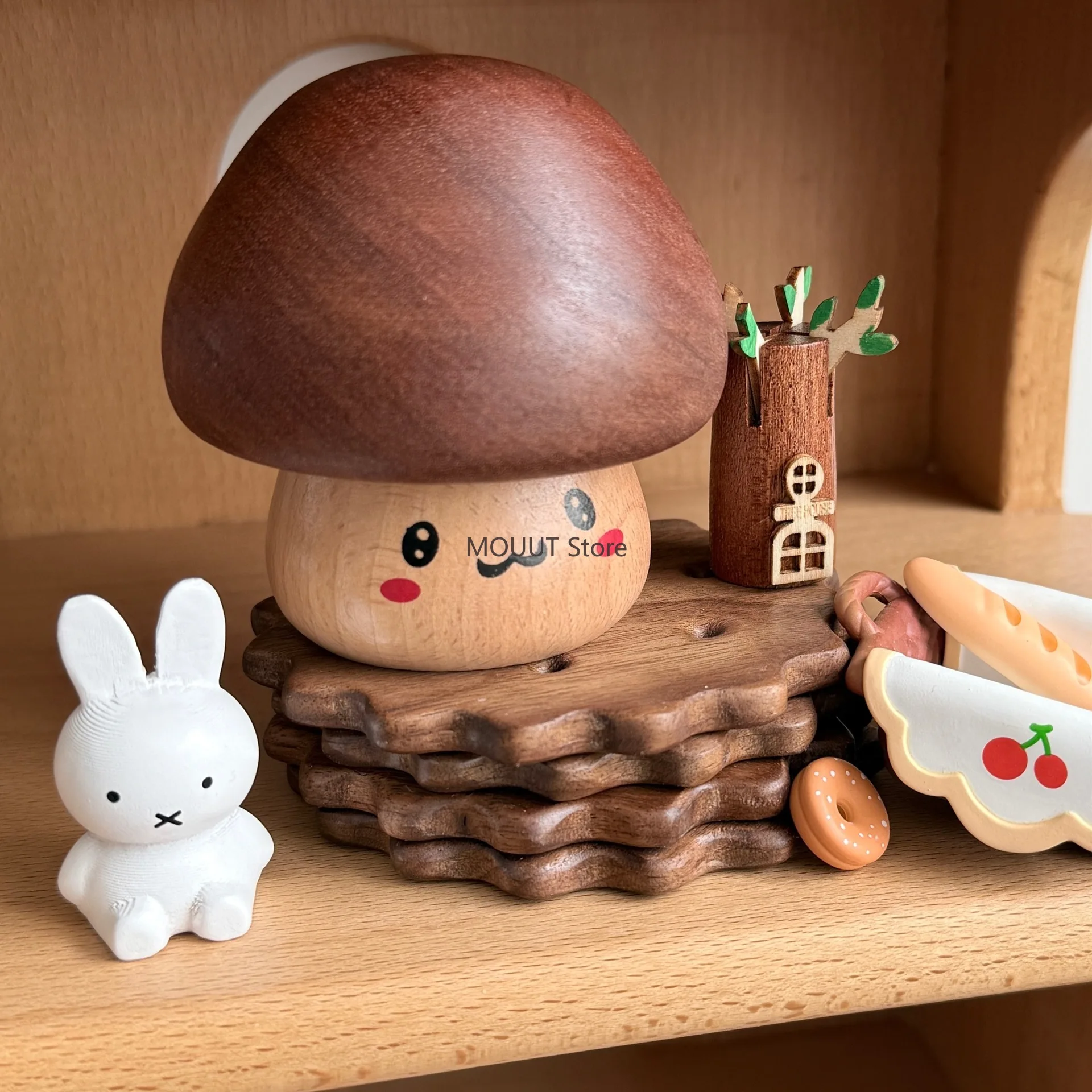 

Wooden Ornament Music Box Mushroom Elf Music Box Creative Decoration Children's Birthday Gift