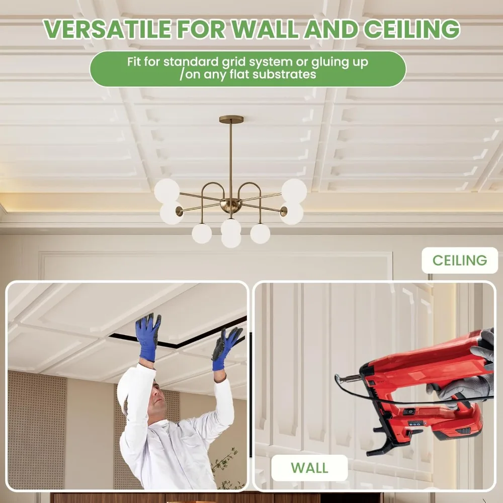 24 Uds. Azulejos de techo abatibles de 2x4 pies, paneles de techo blancos de PVC impermeables, lavables, resistentes al fuego, reutilizables, evitan la rotura, ideales para L