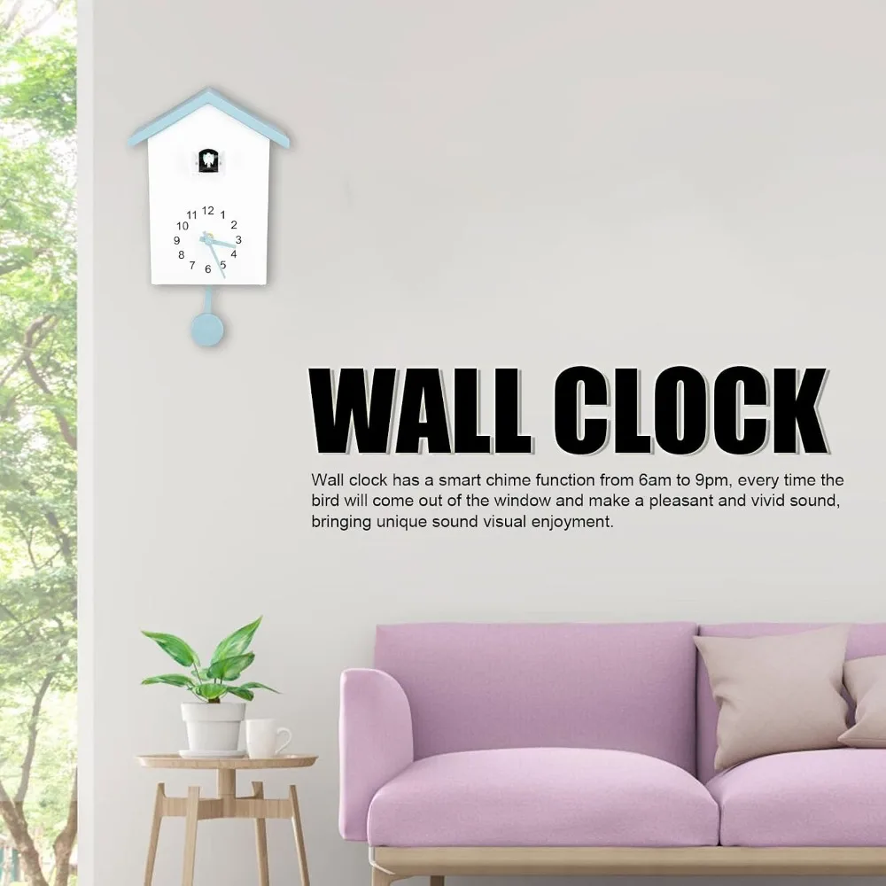 Battery Powered Cuckoo Wall Clock Timed Alarm Gray Color Decorative Wall Clock Bird Voice Call Pendulum Mechanism