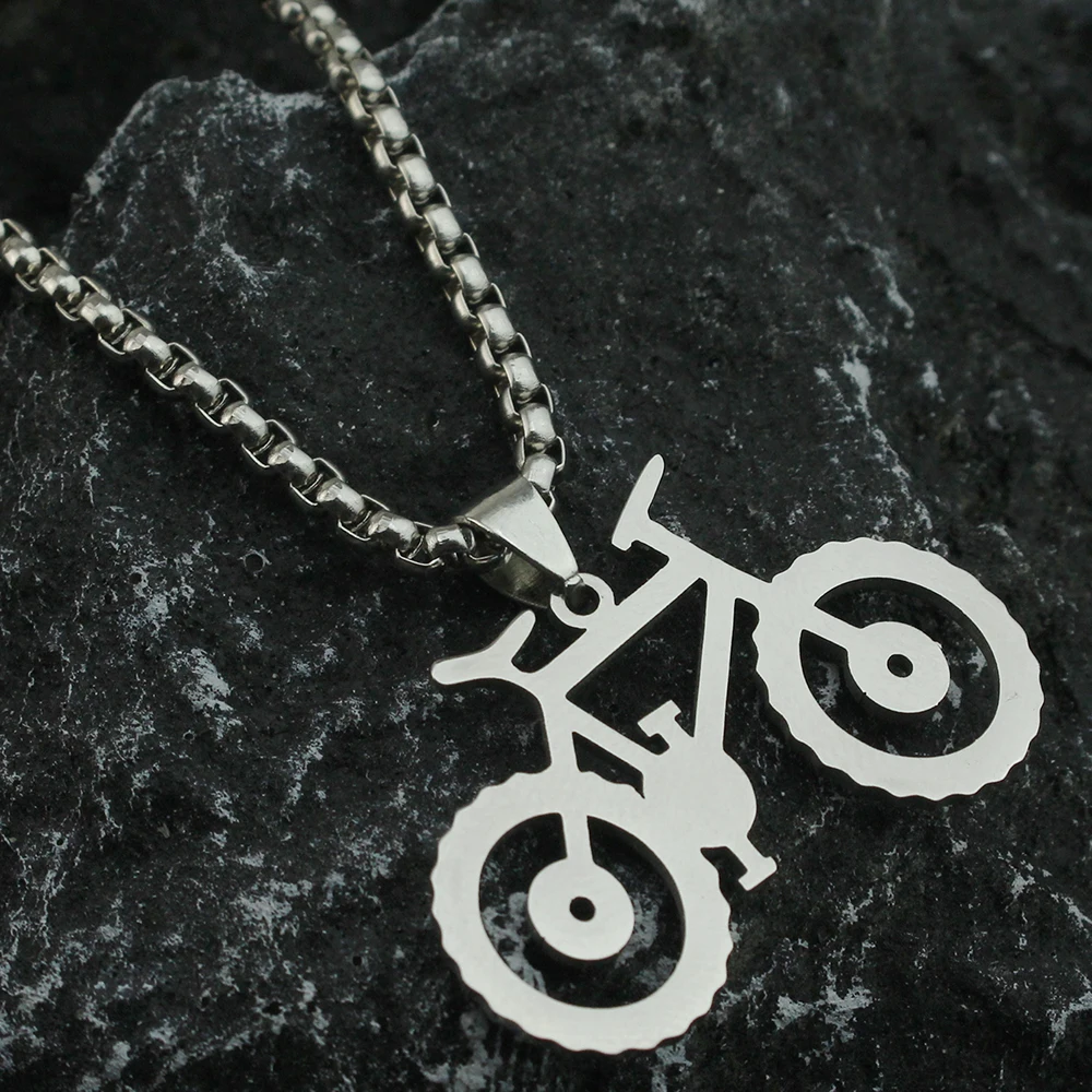 Bike Bicycle Necklace Women Girls Boys Stainless Steel Pendant Trendy Party Jewelry Sports Cyclists Lover Gift