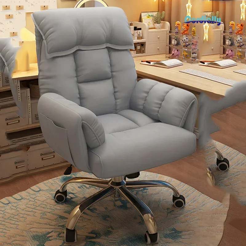 Recliner Gaming Chair Office Chair with Footrest Adjustable Lumbar Support Swivel Rolling Rocking for Makeup Desk Lazy Relax