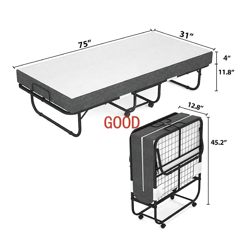 

Складная кровать для детей и взрослых, компактная портативная металлическая белая складная кровать для гостиной