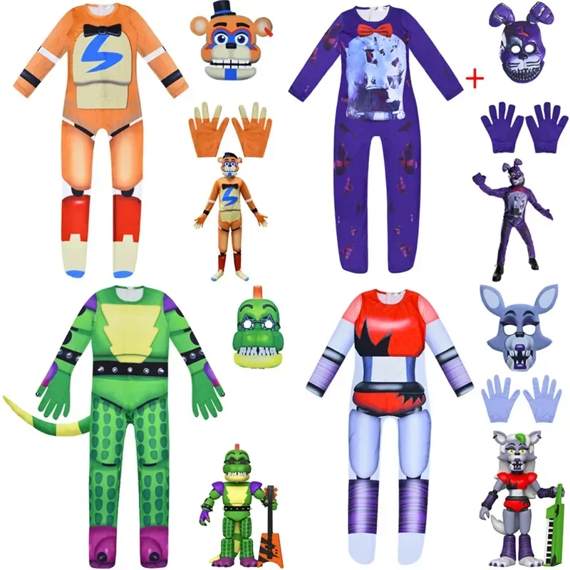 Fancy Halloween Costume for Kids Five Nights Freddyed Jumpsuit Cosplay Nightmare Bonnie Fnaf Freddy Anime Christmas Gift for K U