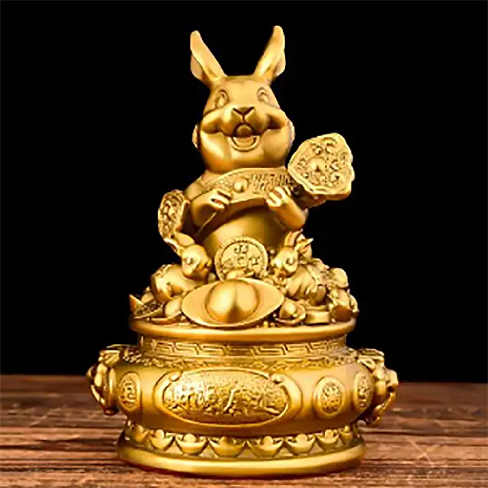 

Copper rabbit ornaments Pure copper cornucopia rabbit zodiac rabbit Yuanbao Ruyi rabbit home desktop decoration