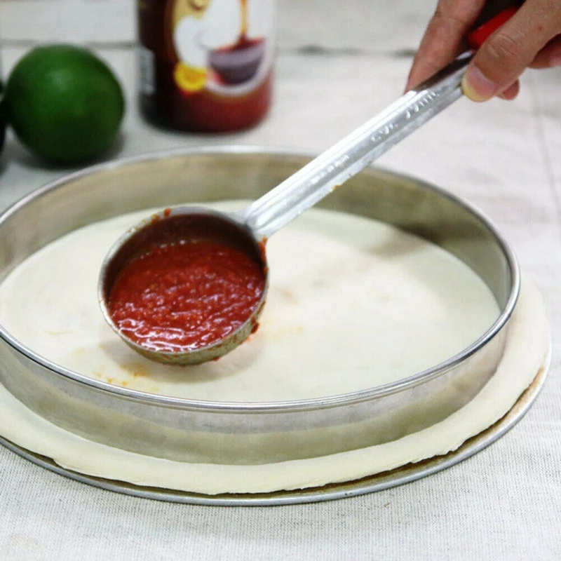 Pizza Spread Sauce Ladle Rubber Handle Flat Bottom Kitchen Cooking Spoon Stainless Steel Measuring Stir Soup Spoon image 4