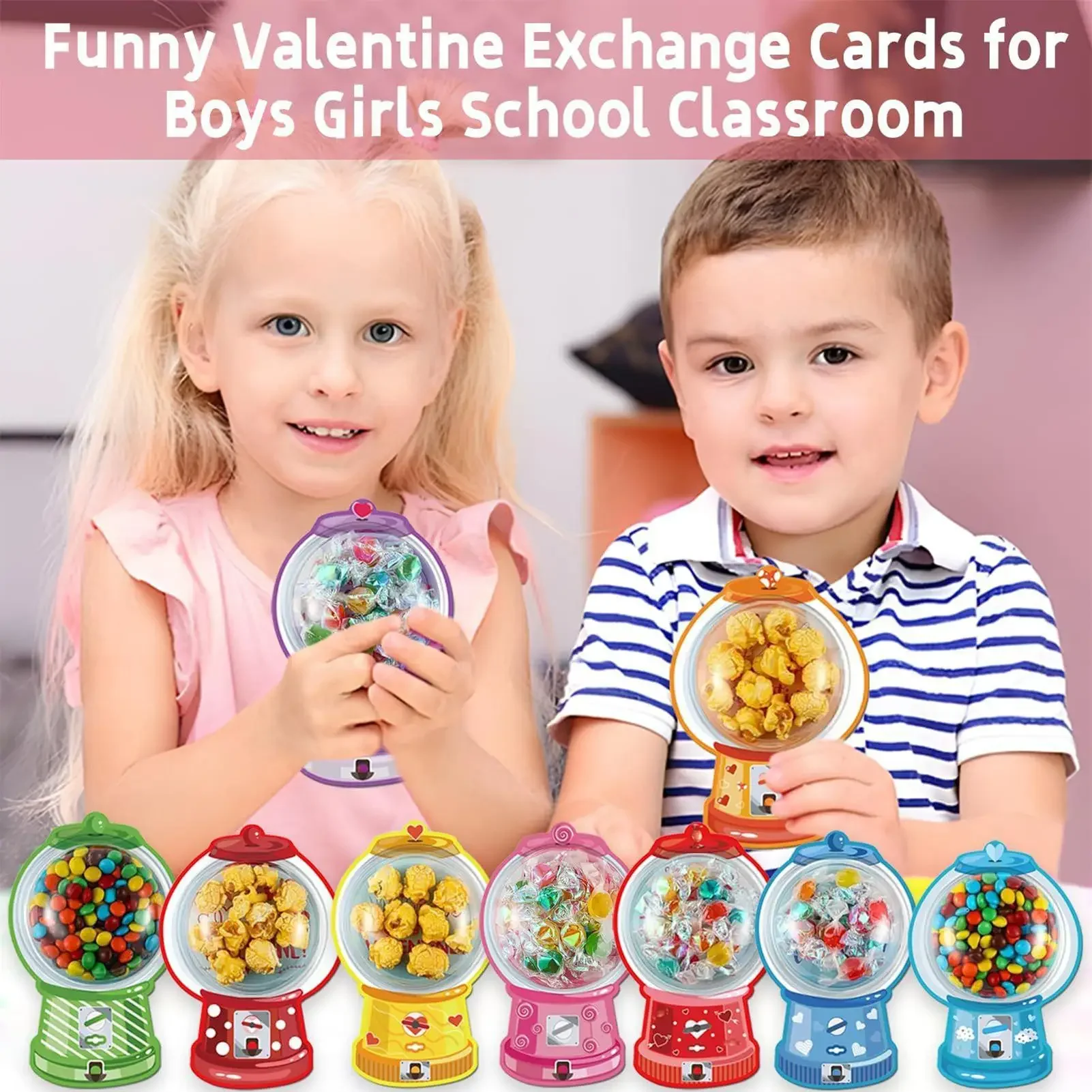 Valentines Candy Card 36 Pieces Gumball Machine Holiday Party Supplies DIY Treat Holder Cards for Partners Spouses Boyfriends