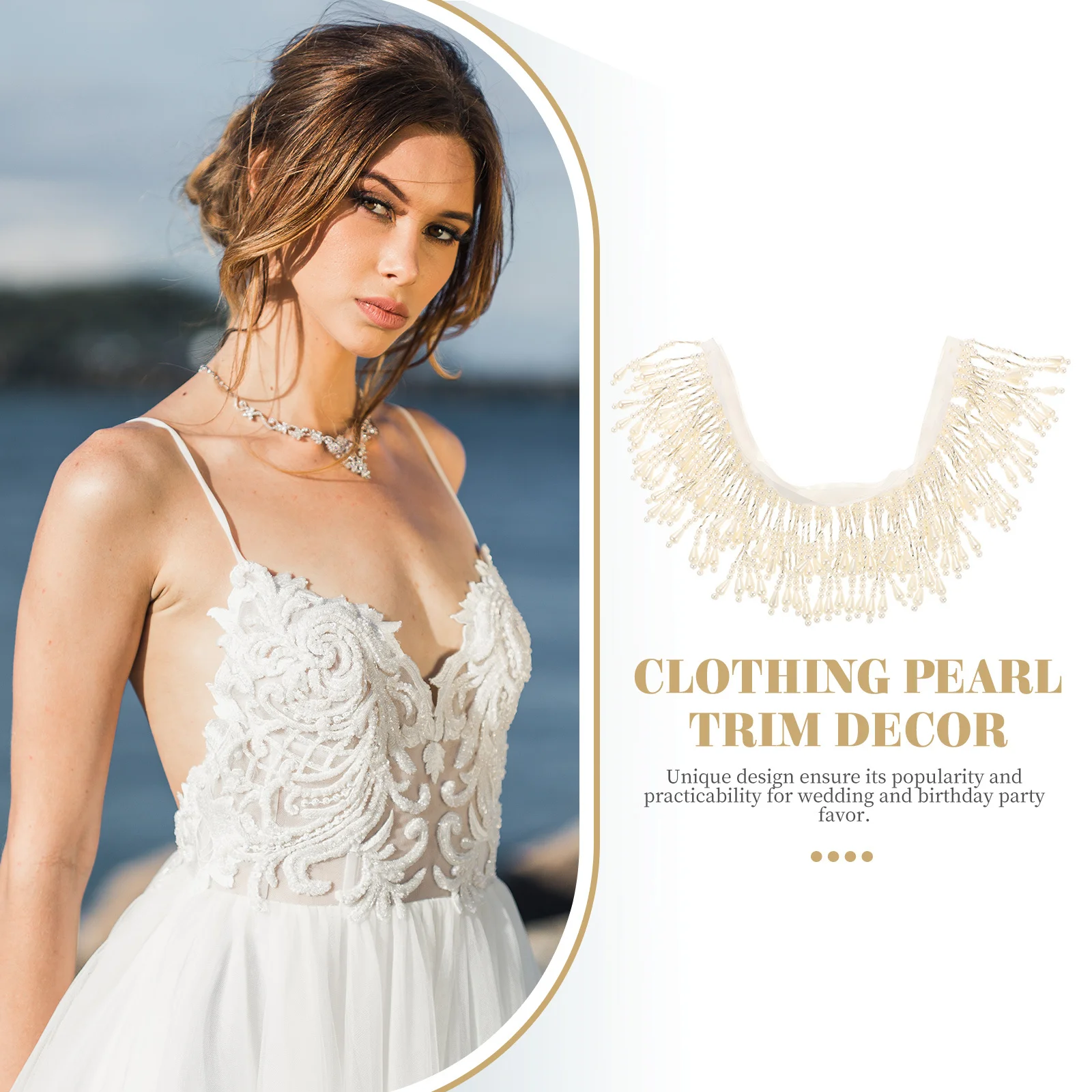 

Pearl Tassel Trim 100Cm Decorative Ribbon For Clothes Skirt Dress Curtains Diy Crafts Elegant Delicate Beading Clothing