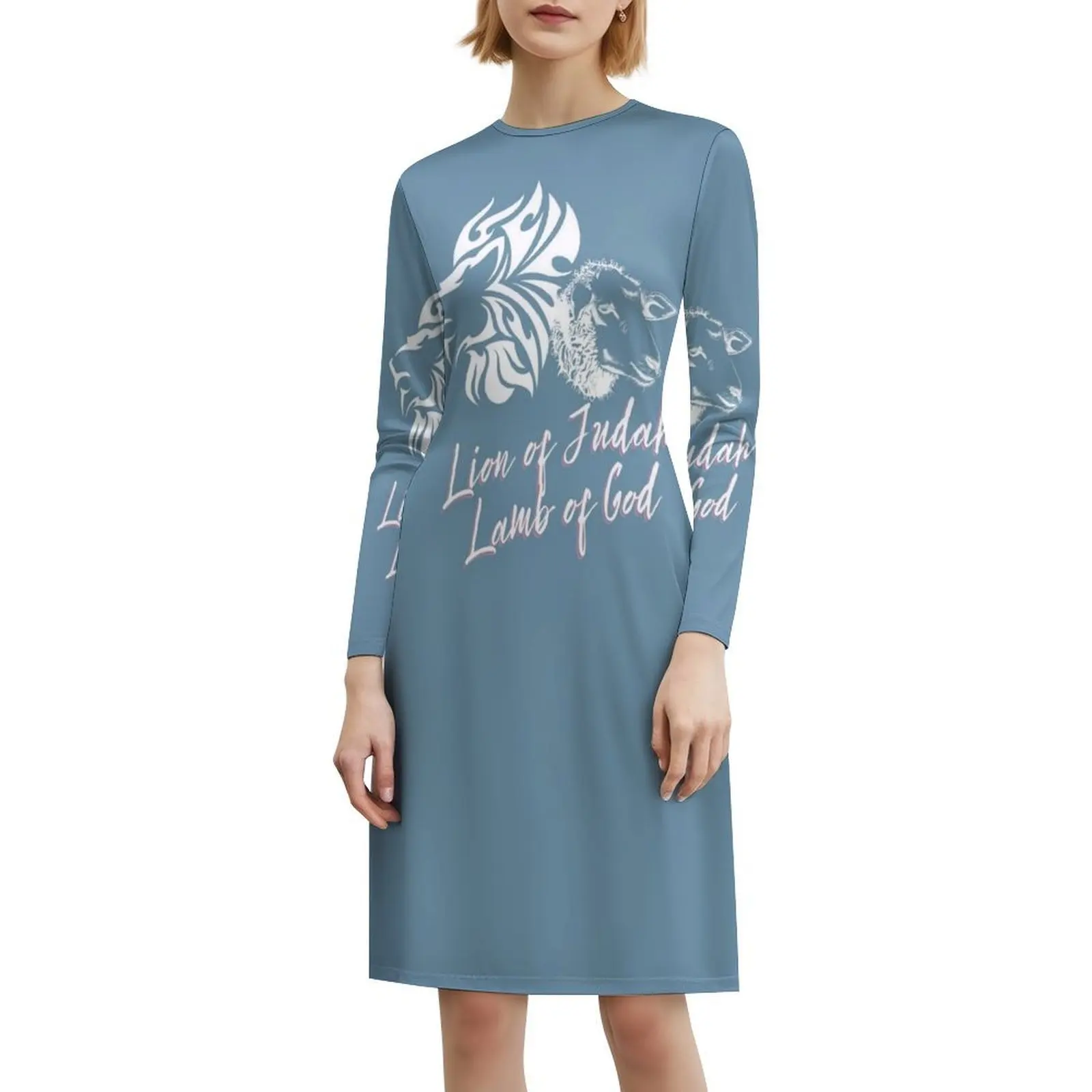أسد يهوذا ; فستان بفتحة عنق على شكل قلب من الله فستان صيفي أنيق للحفلات للنساء الله يهوذا الأسد يسوع نهاية مسيحية