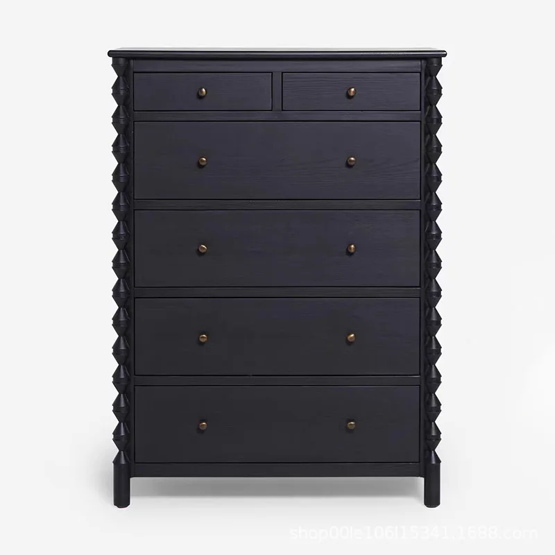 

American solid wood French retro black chest bedroom living room hotel homestay locker decorative cabinet drawer cabinet