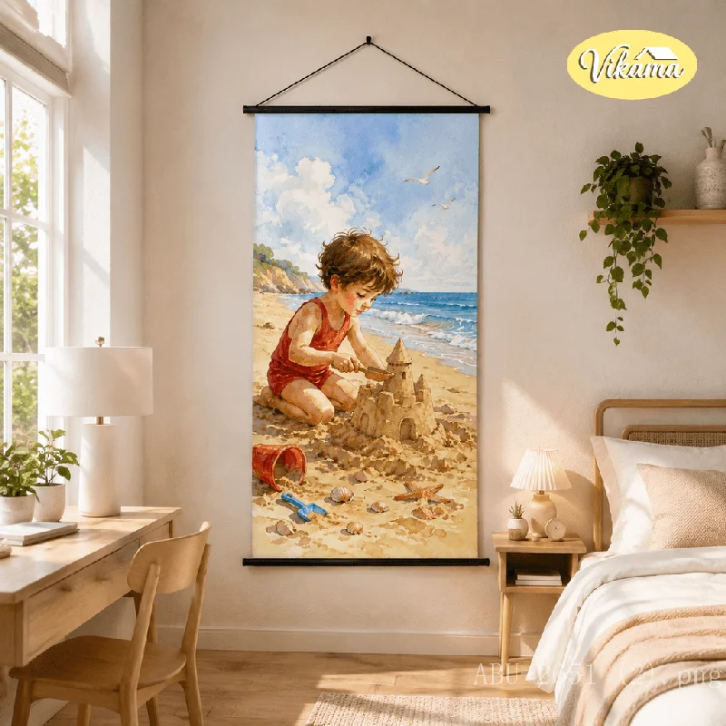 VIKAMA Watercolor Hanging Scroll Vintage Book Daisy Flower Window Canvas Poster Wall Hanging Soft Cottagecore Room Decor