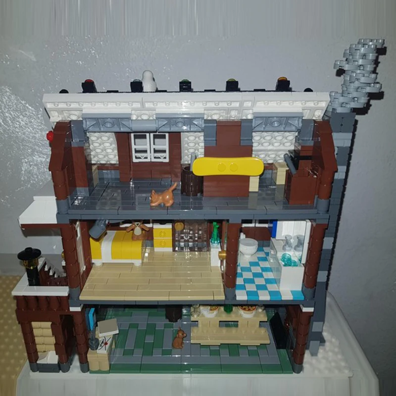 City Street View – briques de construction MOC, maison de neige de noël, technologie modulaire, cadeaux de vacances pour enfants, jouets à assembler, costume