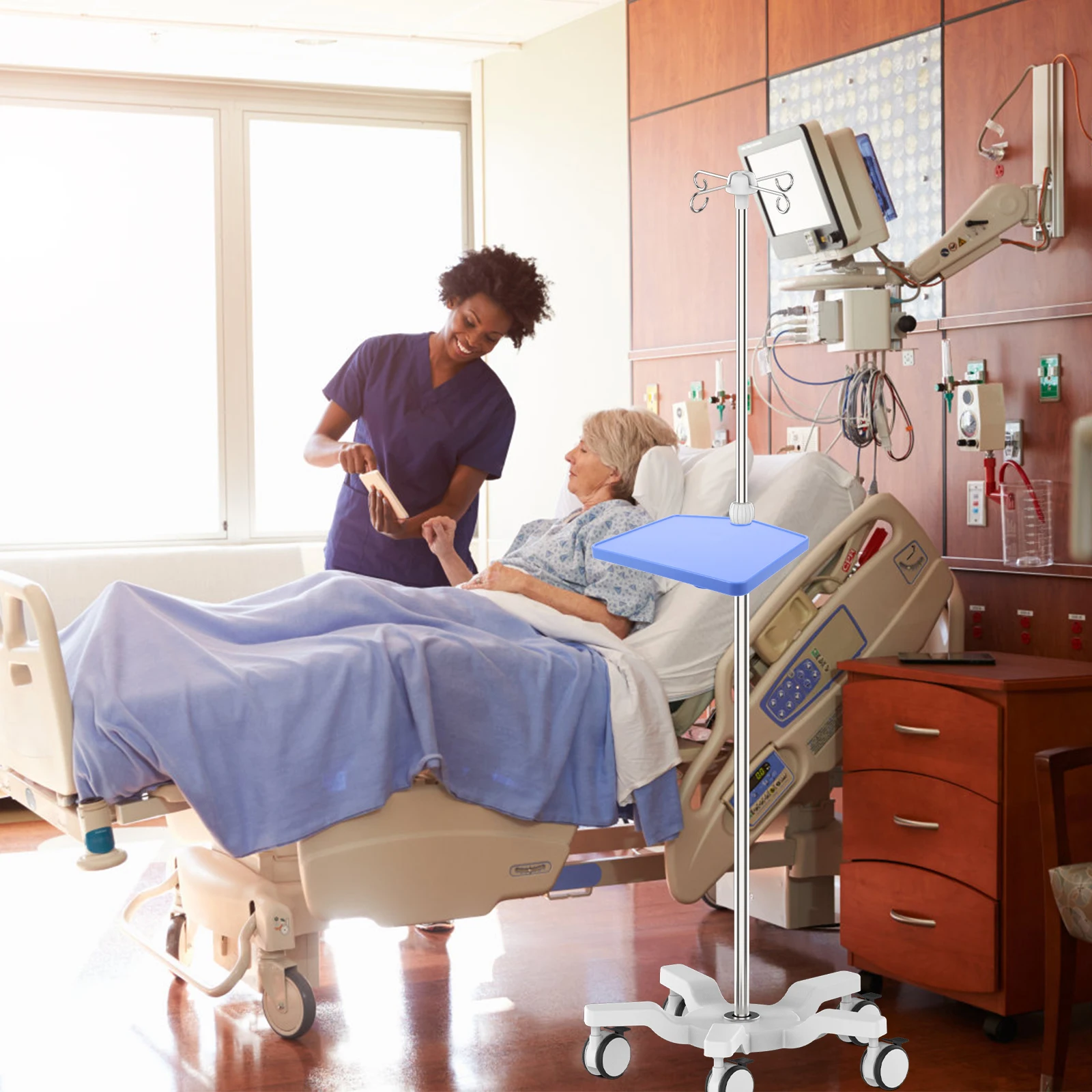 

Infusion Stand Pump Tray Durable ABS Compatible IV Saline Accessories Medical Holder Vertical Storage Plate Foldable