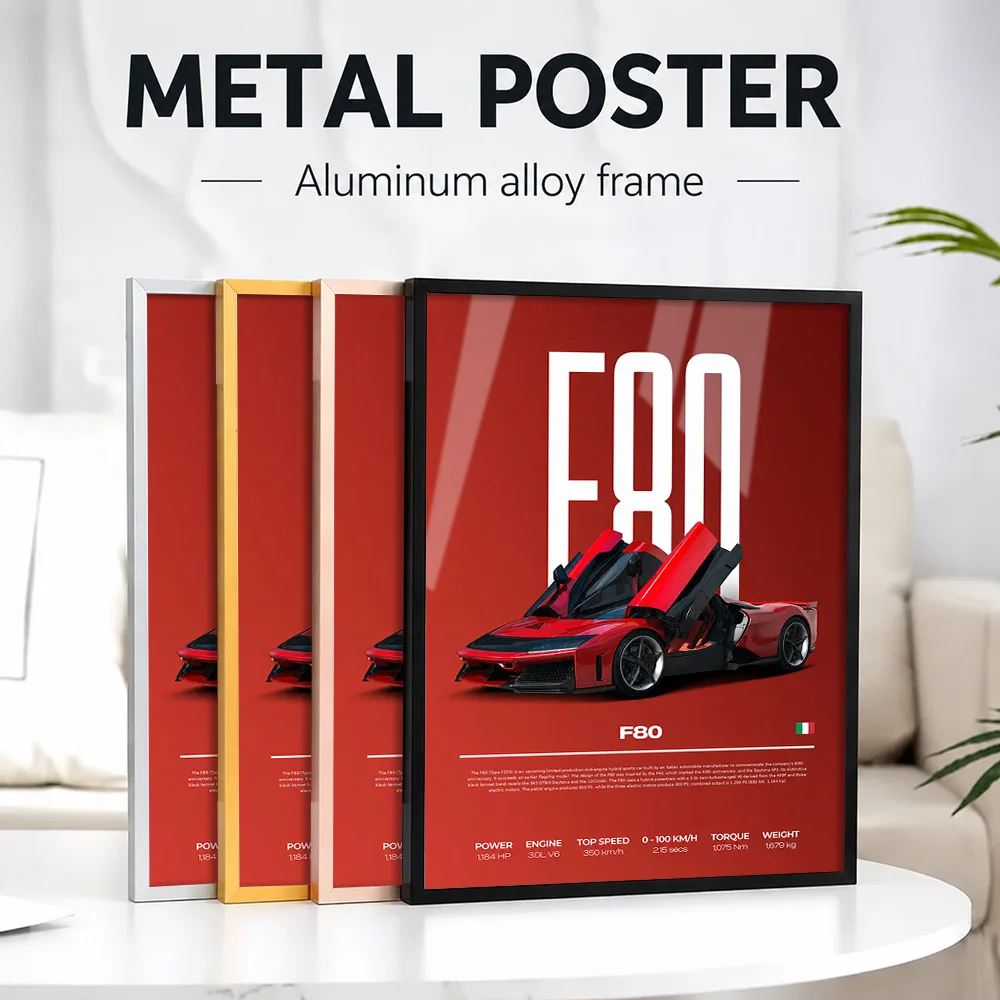Italy F80 Concept Car Metal Poster With Aluminum Alloy Frame Customized Photo Industrial Visual Style Wall Art For Home Office
