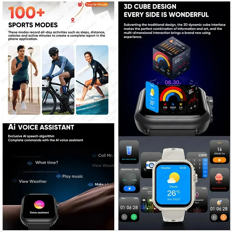 Xiaomi New Watch Ultra 2 SE Męski Zegarek Smartwatch z Baterią 1000mAh, Dynamicznym Wyświetlaczem 3D HD AMOLED, Funkcją Rozmów, GPS, Wodoodpornością IP68, Sportową Opaską Smart dla IOS i Android