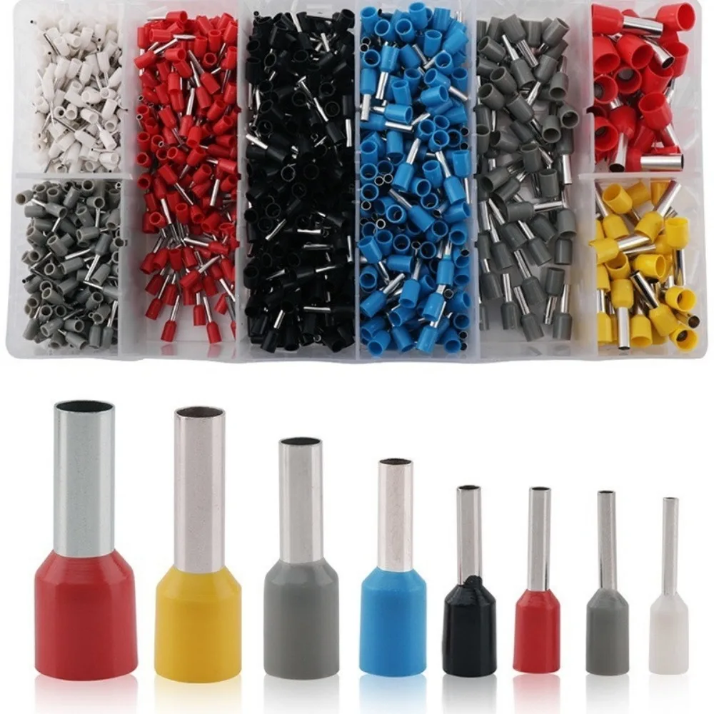 1200PCS Insulated Cord Pin End Terminals Cord End Copper Electric Wire Crimp Connectors Kit with Box