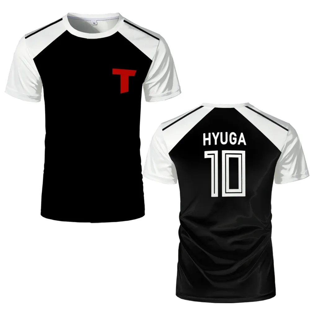 Captain Tsubasa Anime Tshirt Hyuga Animation Cosplay Short-sleeved 3D Printed Football Jersey T-shirts Mens Designer Clothes