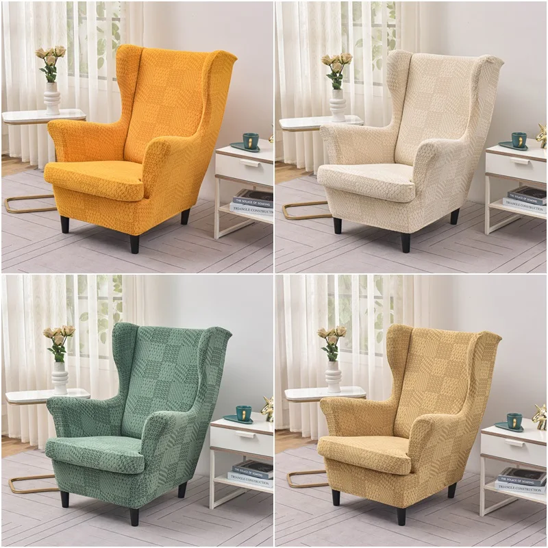 1Set Wingback Chair Slipcover with Elastic Bottom Armchair Sofa Cover King Back Wing Chair Cover for Bedroom pokrowce na krzesla