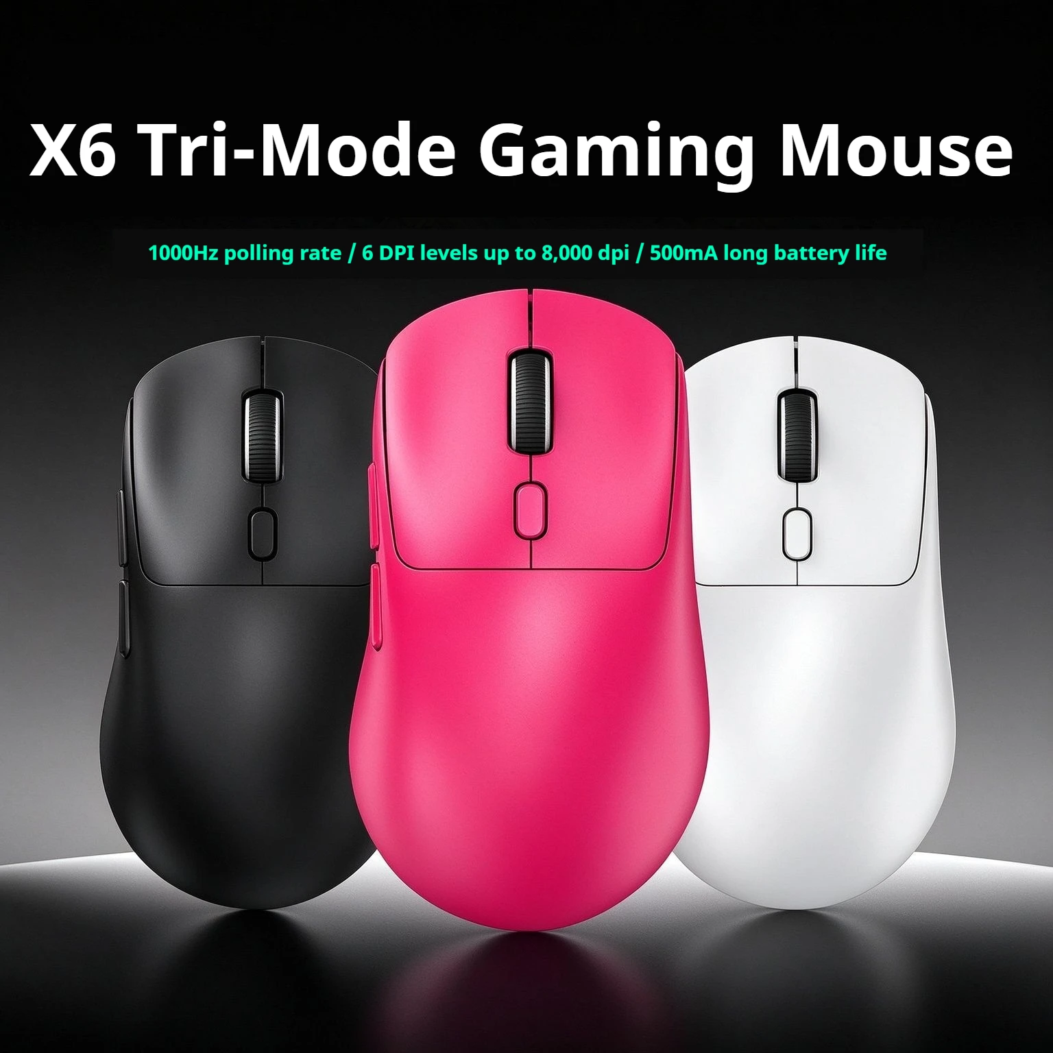T-Wolf X6 Wireless Gaming Mouse Tri-Mode 2.4G+BT+Wired 1000HZ 8000DPI Support Macro Settings E-Sports Office Mouse For PC Laptop