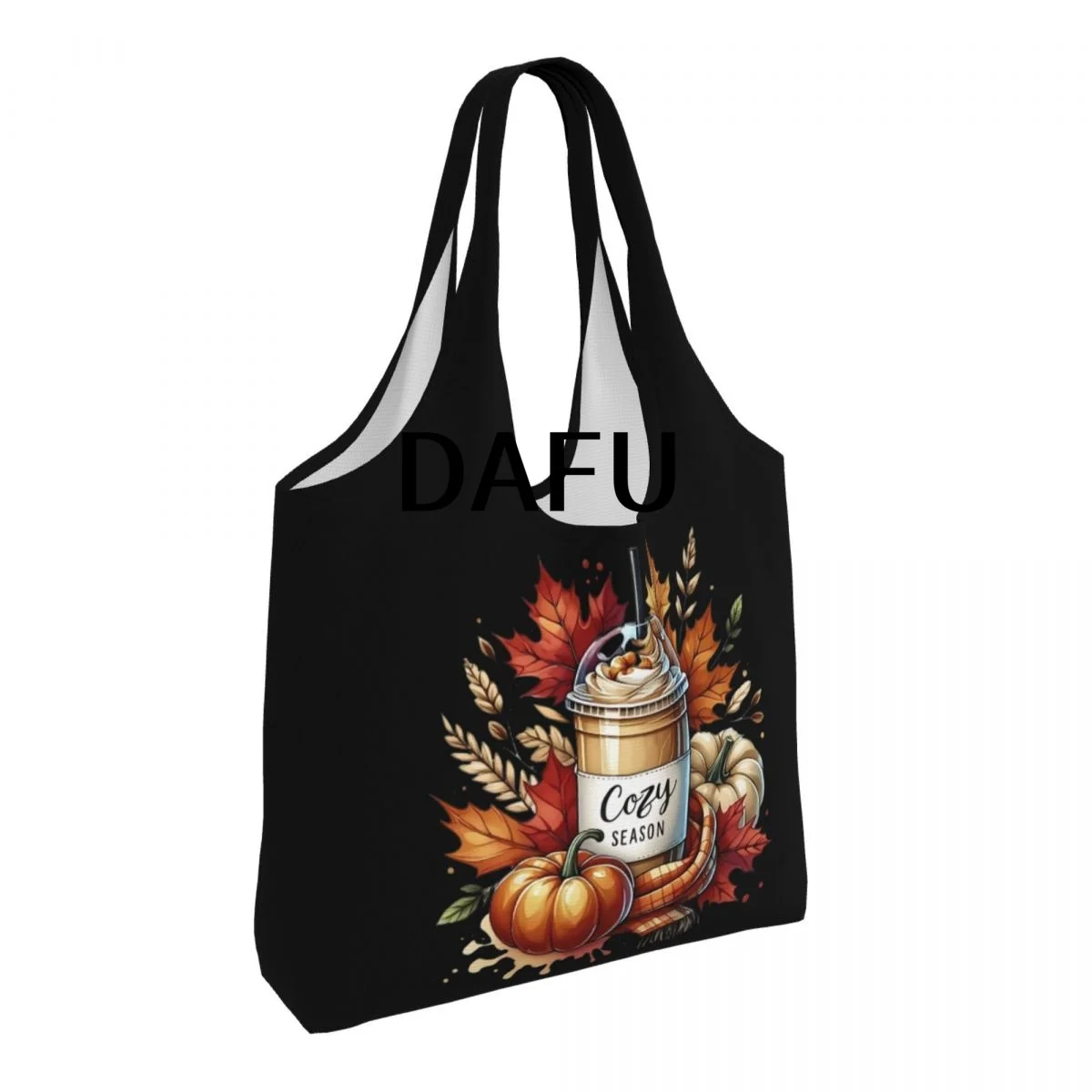 Cozy Autumn Vibes Large Capacity Canvas Tote Bag Single Shoulder Work Commute Bag For Women Eco-Friendly Shopping Bag